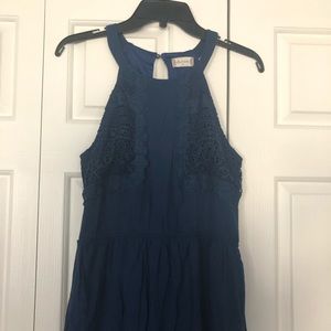 Maxi Blue Dress with Boho Details